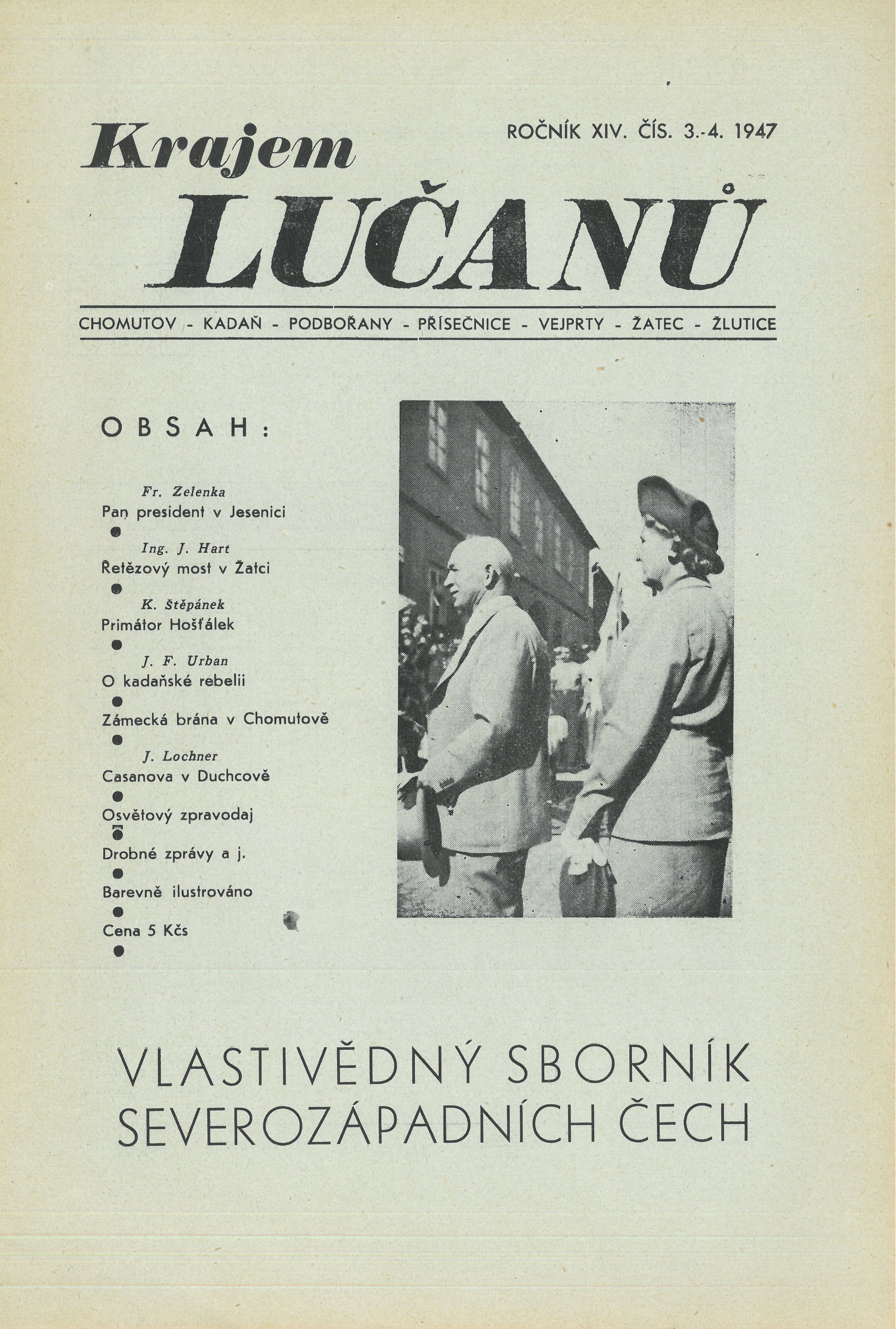 Kraj Lučanů 1947 o zastávce E. Beneše v Jesenici (1)