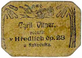 Kartonová známka Cyrila Vitnera ze Hředel