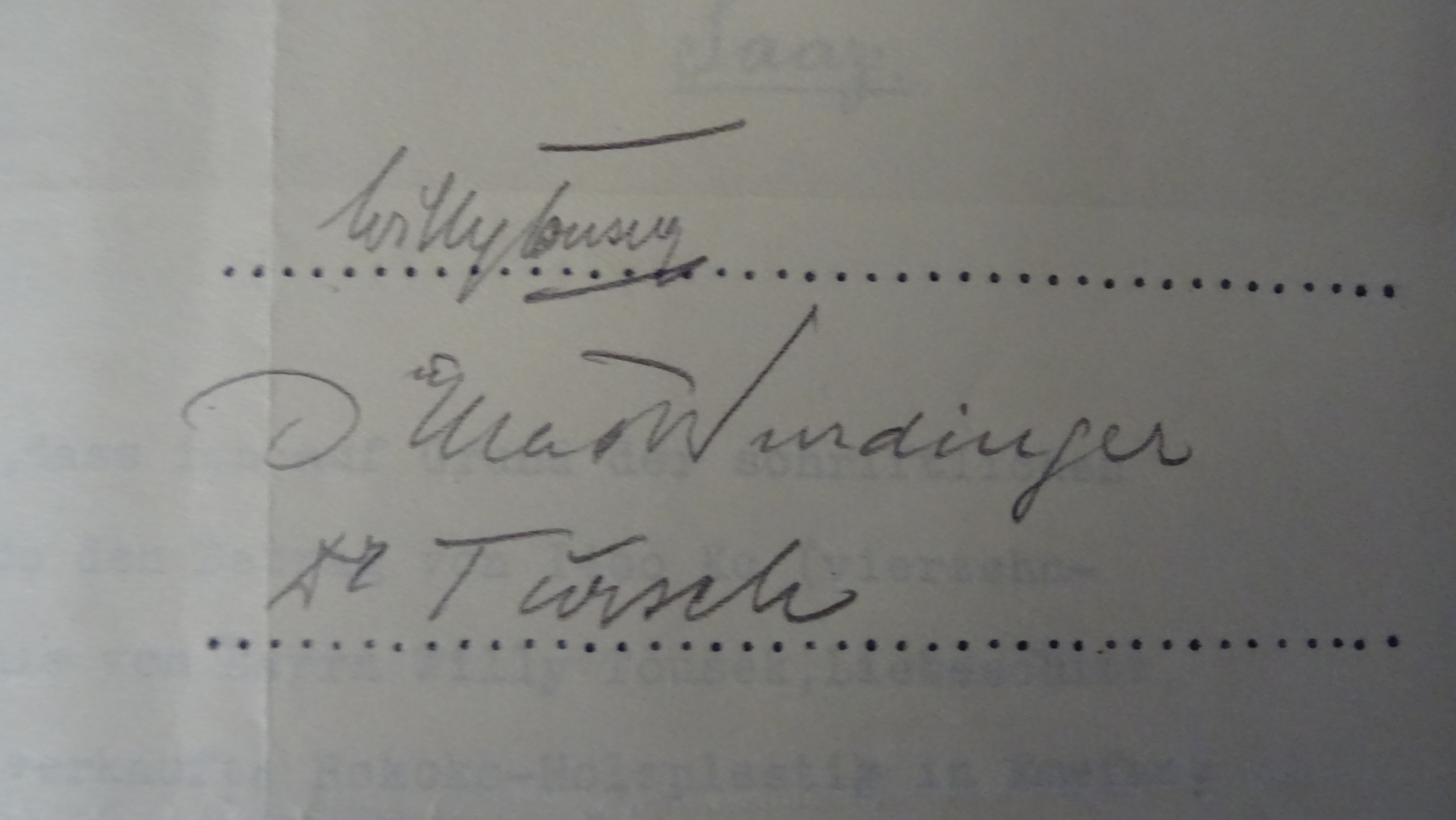 Podpis Dr. Tursche z r. 1930  v muzejních materiálech