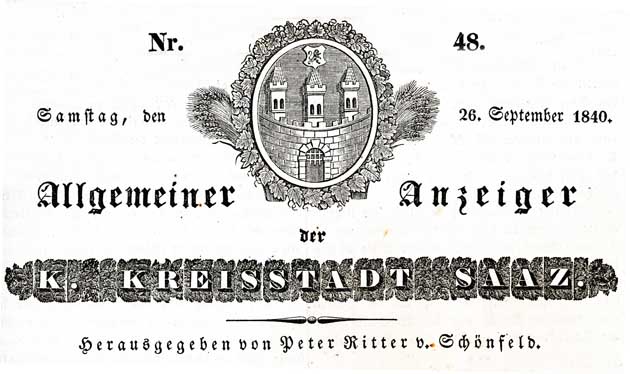 První místní noviny - Allgemainer Anzeiger