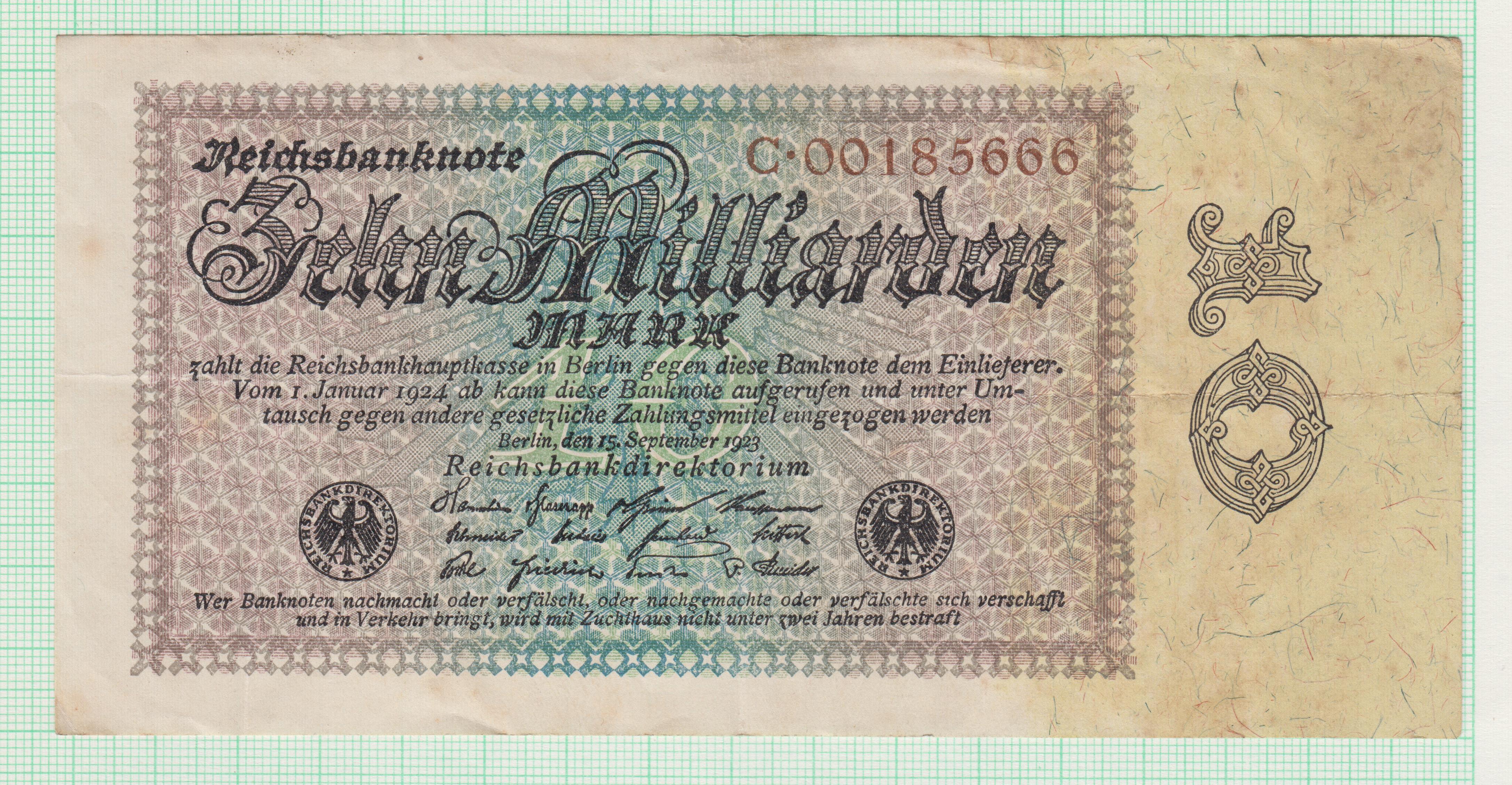 Německá inflační bankovka 10 miliard marek