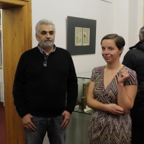 Petr Bílek s kurátorkou výstavy Monikou Merdovou. 