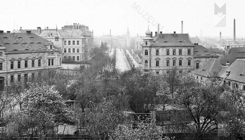 Alej koncem 19. století, foto: Josef Wara ( název ulice Wussinalee používán v letech 1923 - 1939)