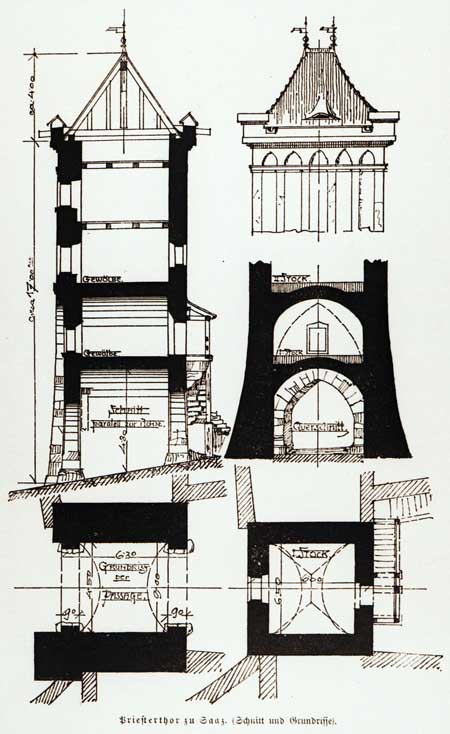Kněžská brána - kresebná dokumentace