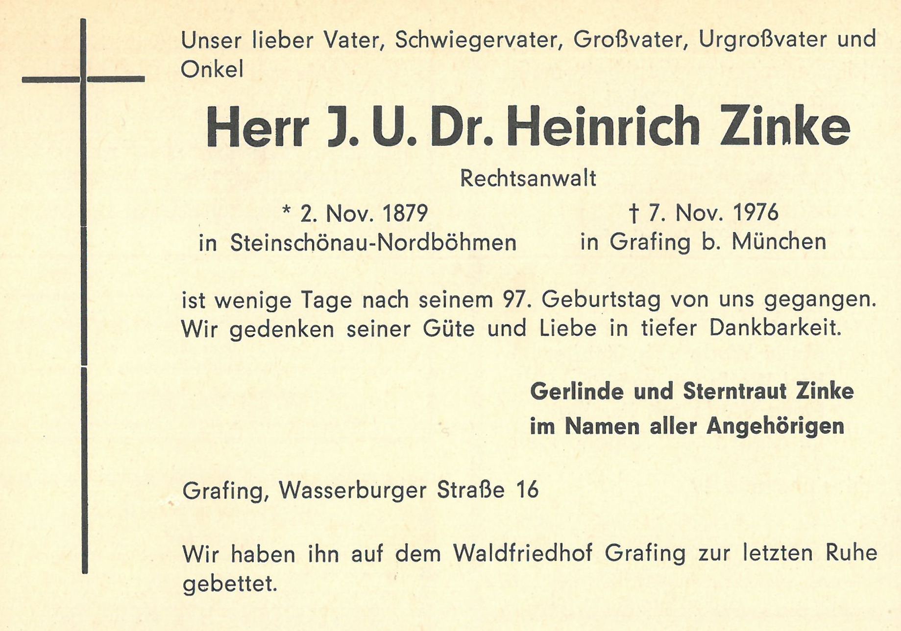 Parte H. Zinkeho z Heimatbriefu 1976